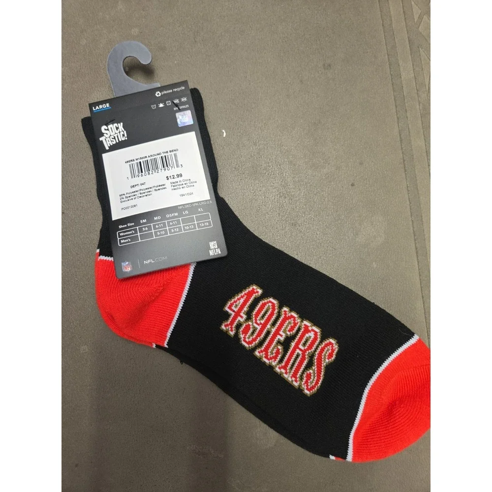 NFL San Francisco 49ERS Team Socks Large Size Men 10-13